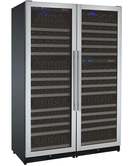 Allavino FlexCount Series 349 Bottle Tall Three Zone Side-by-Side Wine Refrigerators with Stainless Steel Doors