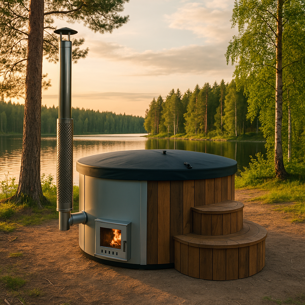 SaunaLife Model S4N Wood-Fired Hot Tub - Soak Series Home Wood-Burning Hot Tub, Thermo-Spruce, Outdoor Wood-Burning Hot Tub, Natural, Up to 6 Persons