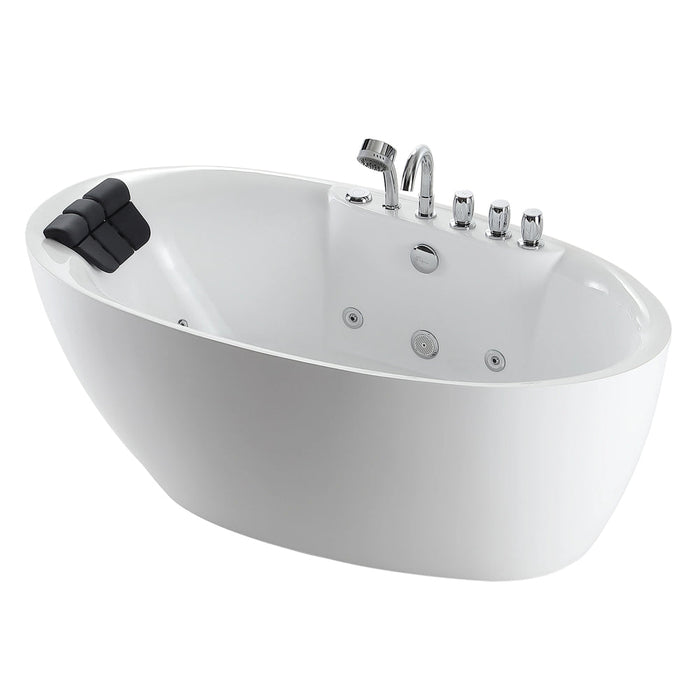 Empava 59 Inch Acrylic Freestanding Whirlpool Bathtub with Center Drain