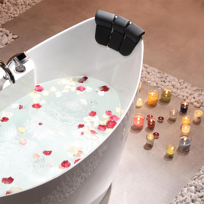 Empava 59 Inch Freestanding Boat-Shaped Whirlpool Bathtub with Center Drain
