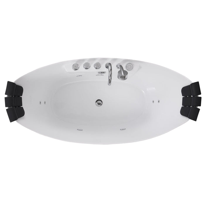 Empava 59 Inch Freestanding Boat-Shaped Whirlpool Bathtub with Center Drain
