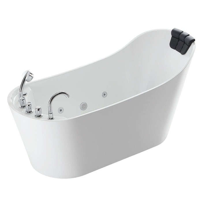 Empava 67 Inch Freestanding Whirlpool Tub with Faucet and Reversible Drain