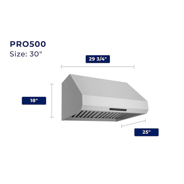 Hauslane 30 Inch Pro-Style Undercabinet Range Hood with HauSmart™ Tech