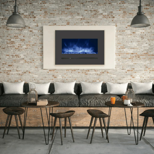 Amantii 26 Inch Linear Wall Mount/Flush Mount Electric Fireplace with Steel Surround and Glass Media Attached
