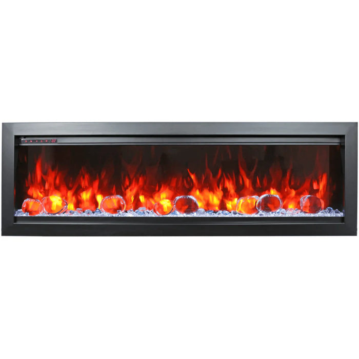 Amantii 42 Inch Symmetry Bespoke Indoor/Outdoor Built-In Electric Fireplace Crystals