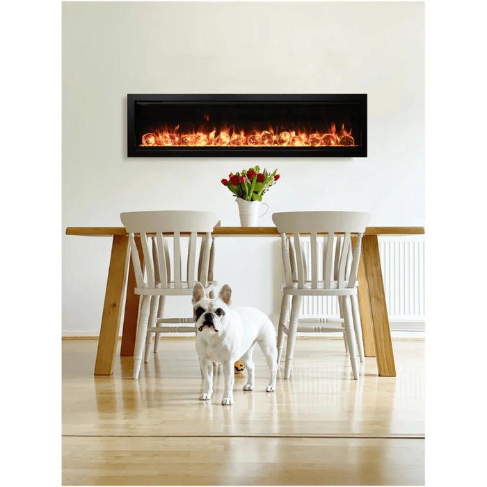 Amantii 42 Inch Symmetry Bespoke Indoor/Outdoor Built-In Electric Fireplace Attached