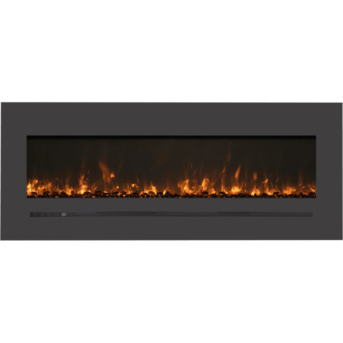 Amantii 60 Inch Linear Wall Mount/Flush Mount Electric Fireplace with Steel Surround and Glass Media Sable Yellow