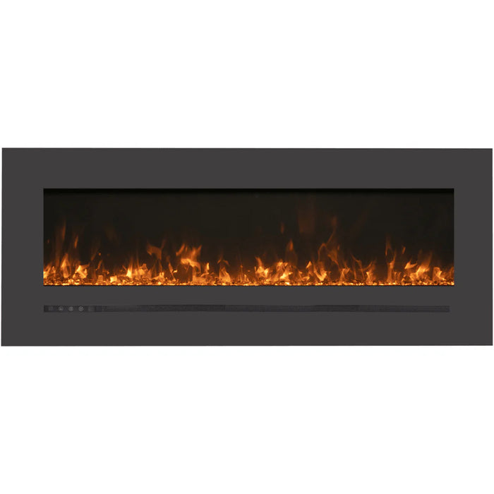 Amantii 60 Inch Linear Wall Mount/Flush Mount Electric Fireplace with Steel Surround and Glass Media Flame
