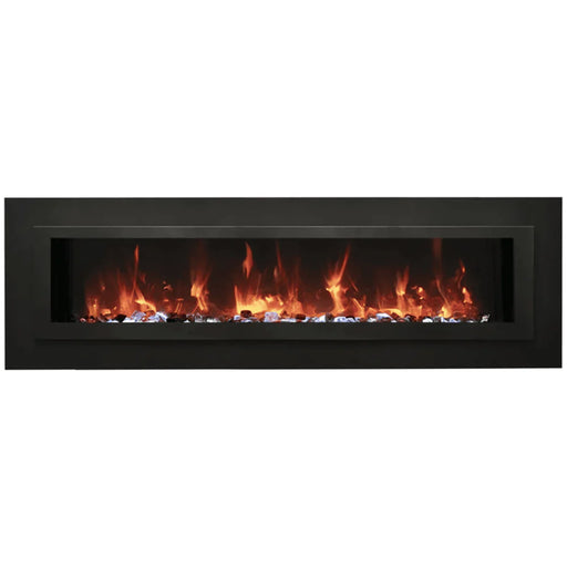Amantii 72 Inch Linear Wall Mount/Flush Mount Electric Fireplace with Steel Surround and Glass Media Pebbles