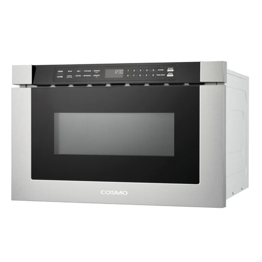 Cosmo 24 Inch Built In Microwave Stainless Steel Drawer with Automatic Presets, Touch Controls, Defrosting Rack and 1.2 Cu. Ft. Capacity - COS-12MWDSS-NH Side