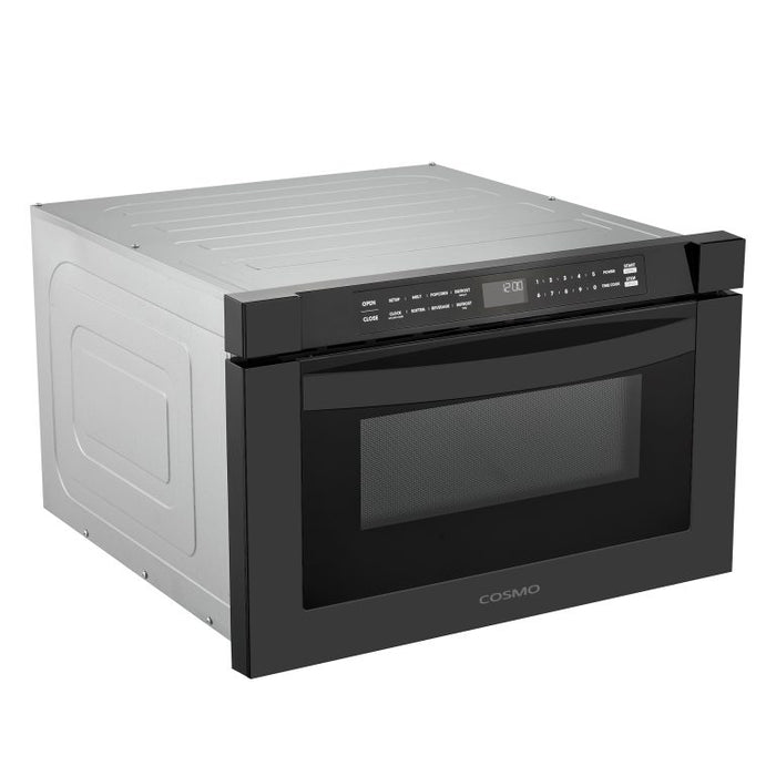 Cosmo 24 Inch Haven Collection Built In Microwave Matte Black Drawer with Touch Controls, Defrosting Rack and 1.2 Cu. Ft. Capacity - COS-12MWDBK Side