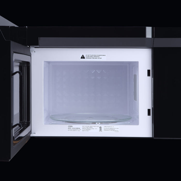 Cosmo 24 Inch Over the Range 1.34 Cu. Ft. Stainless Steel Microwave with Vent Fan Open