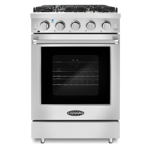 Cosmo 24 Inch Slide-In Freestanding Gas Stainless Steel Range with 4 Sealed Burners, Cast Iron Grates and Convection Oven 3.73 Cu. Ft. Capacity - COS-EPGR244 Front