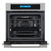 Cosmo 24 Inch Stainless Steel Single Electric Wall Oven 2.5 Cu. Ft. with 8 Functions and True European Convection Open
