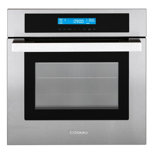 Cosmo 24 Inch Stainless Steel Single Electric Wall Oven 2.5 Cu. Ft. with 8 Functions and True European Convection Front