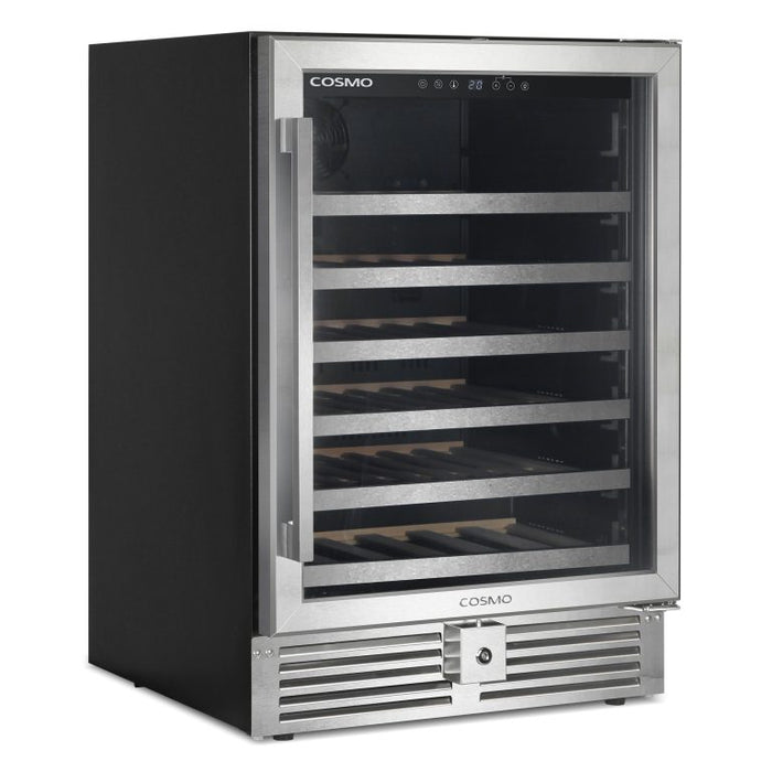 Cosmo 24 Inch Stainless Steel Single Zone Compressor Wine Cooler Side