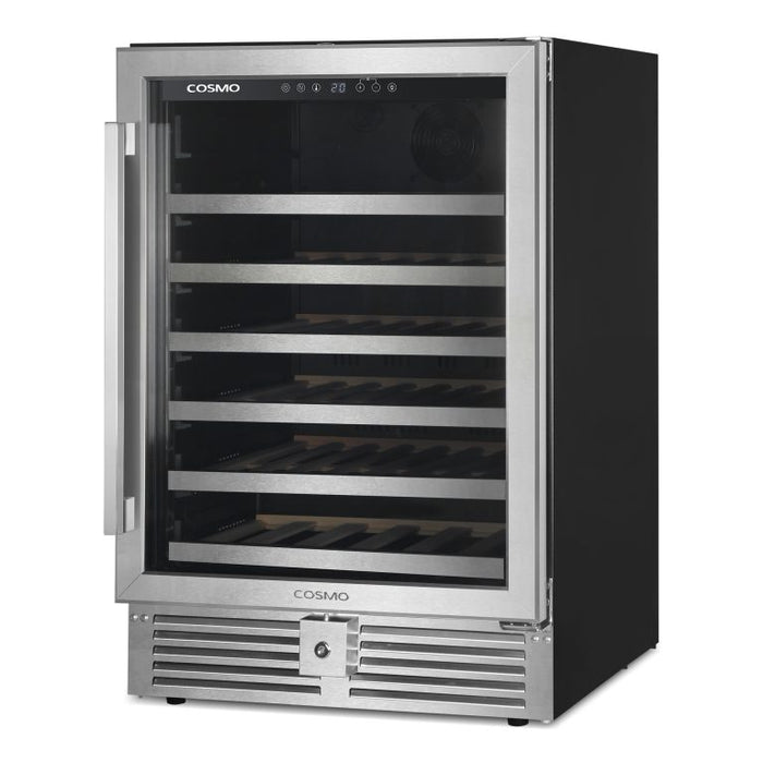Cosmo 24 Inch Stainless Steel Single Zone Compressor Wine Cooler Side