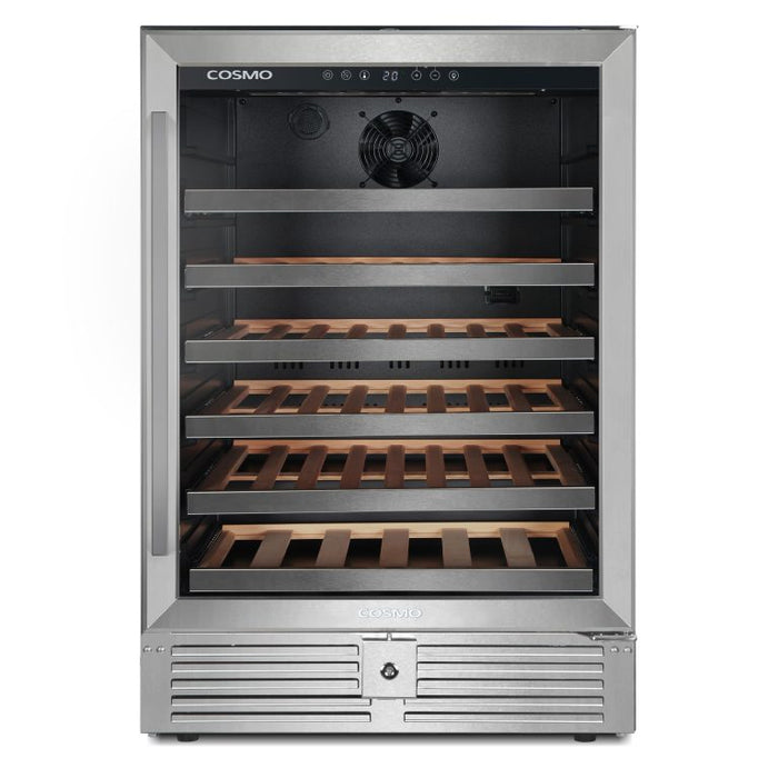 Cosmo 24 Inch Stainless Steel Single Zone Compressor Wine Cooler Front
