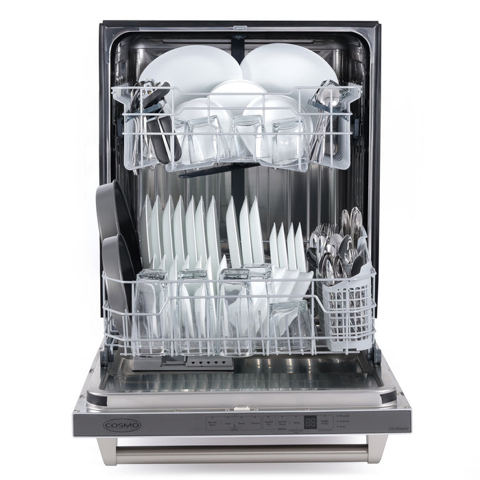 Cosmo 24 Inch Top Control Built In Tall Tub Stainless Steel Dishwasher with Fingerprint Resistant - COS-DIS6502 Open