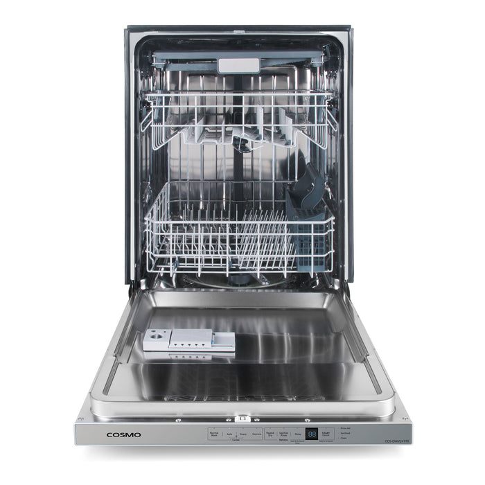 Cosmo 24 Inch Vista Collection Built In Stainless Steel Dishwasher with Advanced Sanitize Technology and Ultra-Quiet Operation - COS-DWV24TTR Open