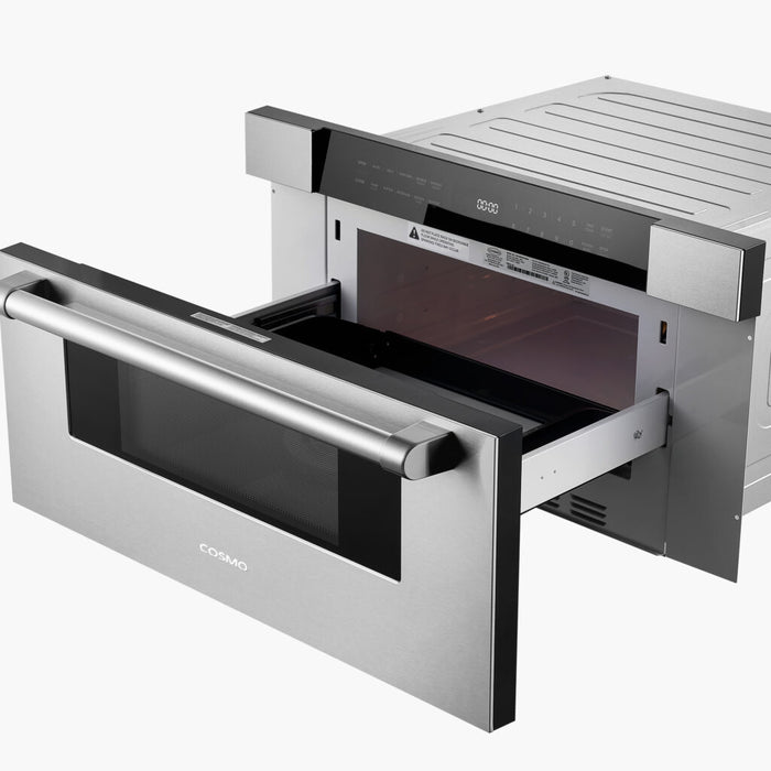 Cosmo 30 Inch Built In Microwave Stainless Steel Drawer with Automatic Presets, Touch Controls, Defrosting Rack and 1.2 Cu. Ft. Capacity - COS-MWD3012GSS Side