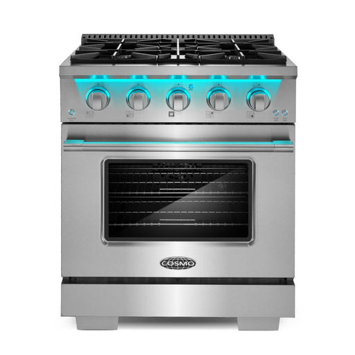 Cosmo 30 Inch Commercial Style 3.5 Cu. Ft. Gas Stainless Steel Range with 4 Burners and Heavy Duty Cast Iron Grates - COS-GRP304 Main