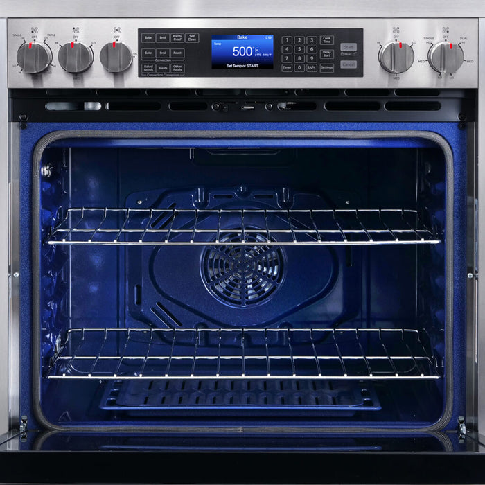 Cosmo 30 Inch Commercial Style 5 Cu. Ft. Single Oven Electric Stainless Steel Range with 7 Function Convection Oven - COS-305AERC Open