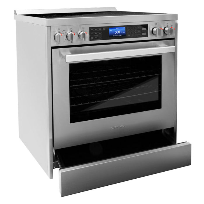 Cosmo 30 Inch Commercial Style 5 Cu. Ft. Single Oven Electric Stainless Steel Range with 7 Function Convection Oven - COS-305AERC Drawer
