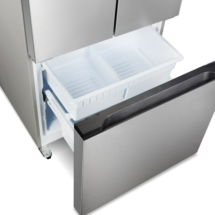 Cosmo 30 Inch Counter Depth 3-Door French Door Stainless Steel Refrigerator with Freezer Drawer, Recessed Handles in Fingerprint Resistant and 17.5 Cu. Ft. Capacity - COS-RFFV183RS Drawer