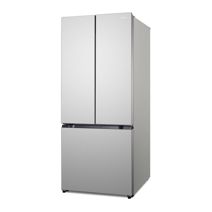 Cosmo 30 Inch Counter Depth 3-Door French Door Stainless Steel Refrigerator with Freezer Drawer, Recessed Handles in Fingerprint Resistant and 17.5 Cu. Ft. Capacity - COS-RFFV183RS Side