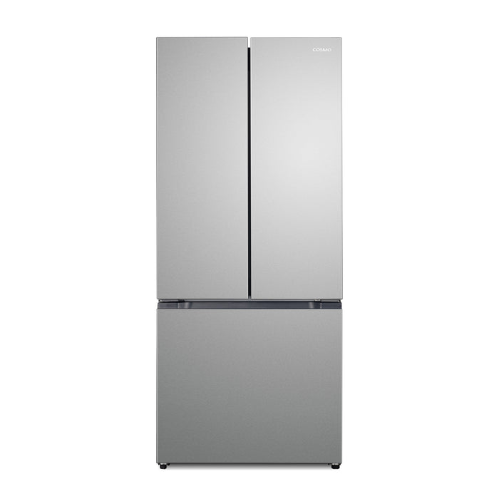 Cosmo 30 Inch Counter Depth 3-Door French Door Stainless Steel Refrigerator with Freezer Drawer, Recessed Handles in Fingerprint Resistant and 17.5 Cu. Ft. Capacity - COS-RFFV183RS Main