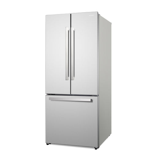 Cosmo 30 Inch Counter Depth 3-Door French Door Stainless Steel Refrigerator with Freezer Drawer in Fingerprint Resistant and 17.5 Cu. Ft Capacity - COS-RFFV183GHS Side