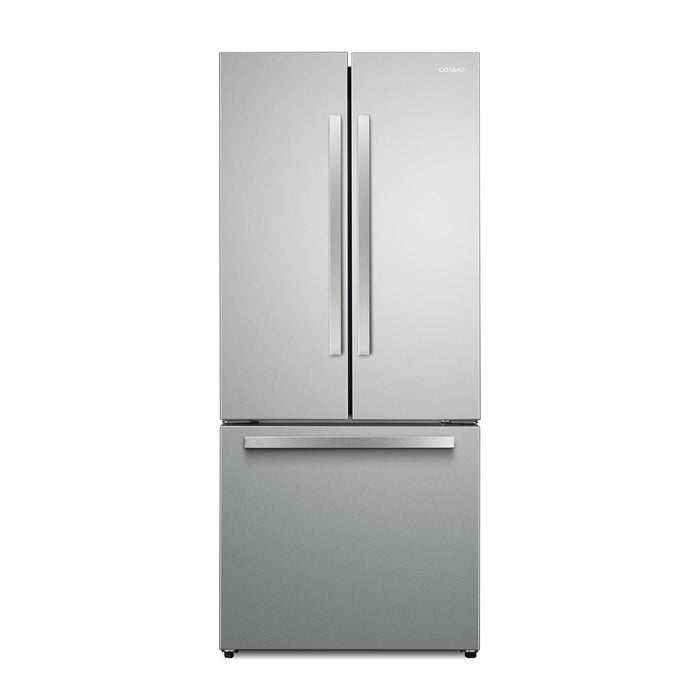 Cosmo 30 Inch Counter Depth 3-Door French Door Stainless Steel Refrigerator with Freezer Drawer in Fingerprint Resistant and 17.5 Cu. Ft Capacity - COS-RFFV183GHS Main