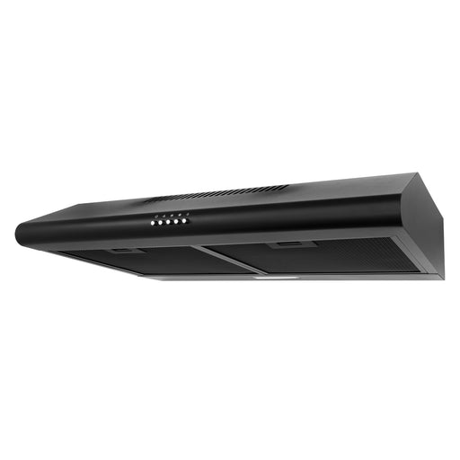 Cosmo 30 Inch Delta Collection Ducted Under Cabinet Matte Black Range Hood with Button Controls, Reusable Filters and LED Lights - COS-5MU30-BK Side