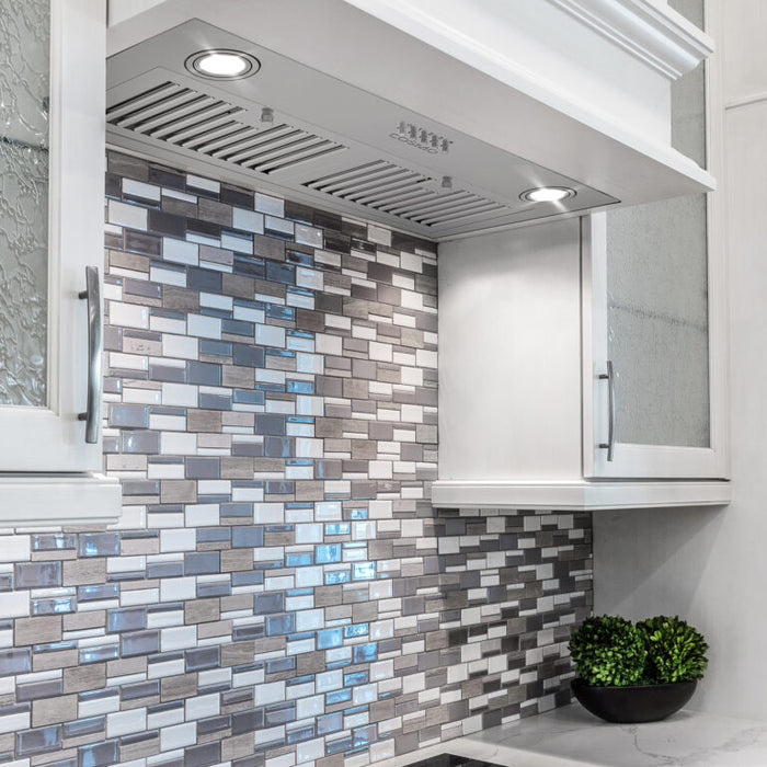 Cosmo 30 Inch Ducted 380 CFM Insert Stainless Steel Range Hood with Push Button Controls LED Lights and Permanent Filters - COS-30IRHP Attached