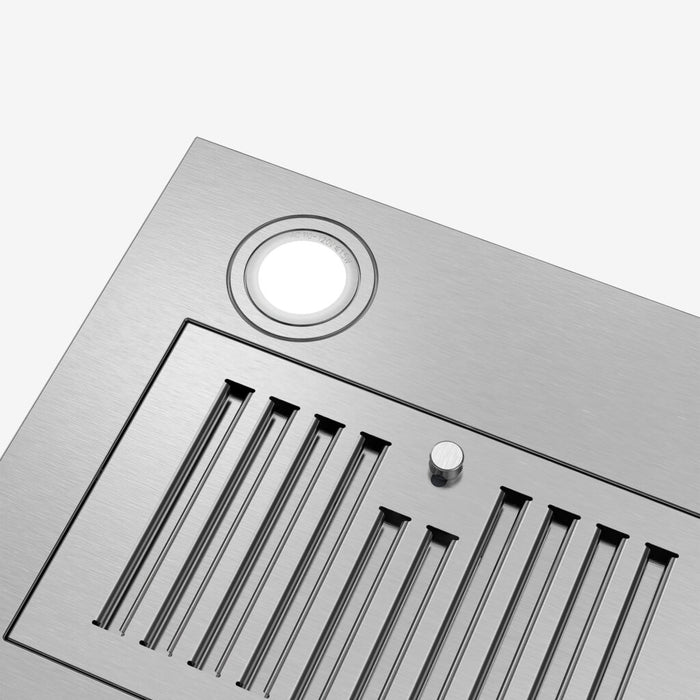 Cosmo 30 Inch Ducted 380 CFM Insert Stainless Steel Range Hood with Push Button Controls LED Lights and Permanent Filters - COS-30IRHP Lights