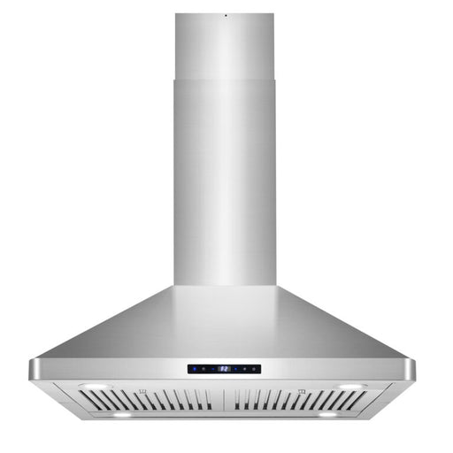 Cosmo 30 Inch  Ducted Island Stainless Steel Range Hood with 3-Speed Fan, 380 CFM, Permanent Filters, LED Lights, Soft Touch Controls and Ducted Kitchen Vent Hood Extractor - COS-63ISS75 Front