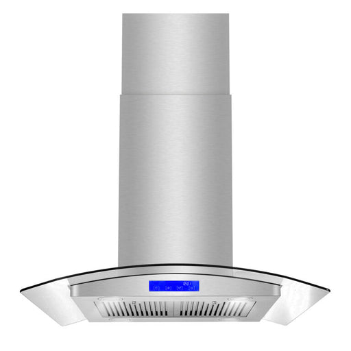 Cosmo 30 Inch Ducted Island Stainless Steel Range Hood with LED Lighting and Permanent Filters - COS-668ICS750 Front