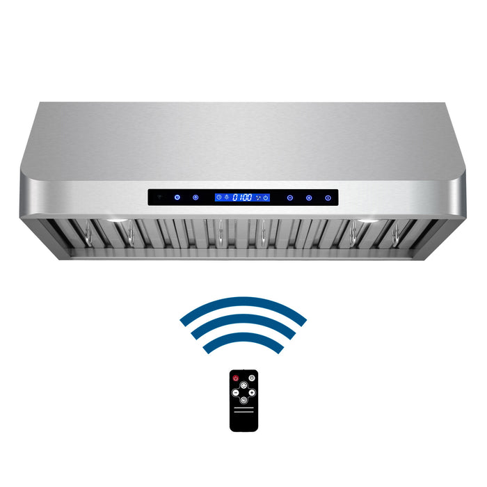 Cosmo 30 Inch Ducted Under Cabinet Stainless Steel Range Hood with Touch Display, LED Lighting and Permanent Filters - COS-QS75 Front