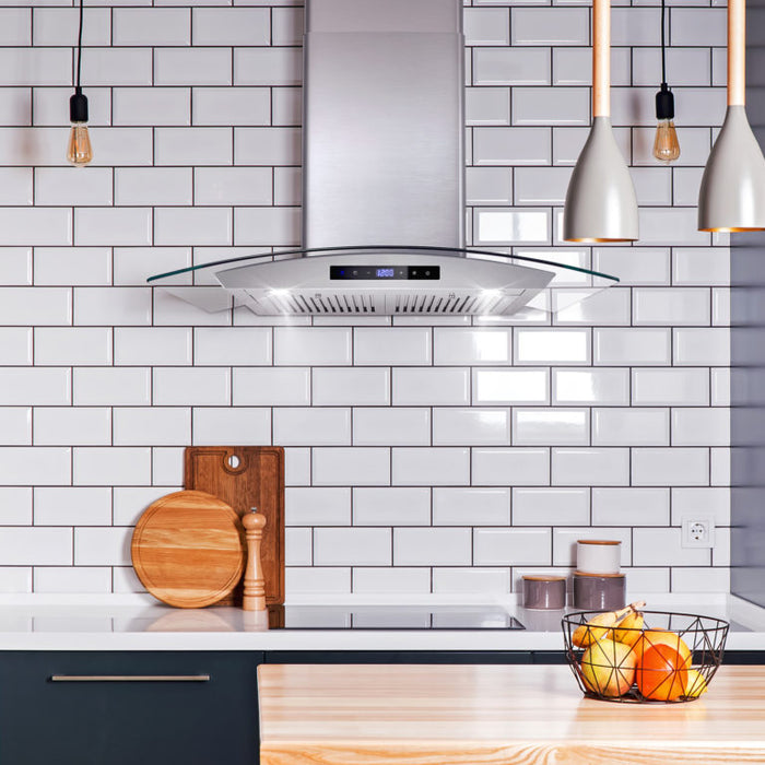 Cosmo 30 Inch Ducted Wall Mount Stainless Steel Range Hood with Touch Controls, LED Lighting and Permanent Filters - COS-668AS750 Atached