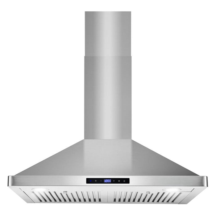 Cosmo 30 Inch Ducted Wall Mount Stainless Steel Range Hood with Touch Controls, LED Lighting and Permanent Filters - COS-63175S Front