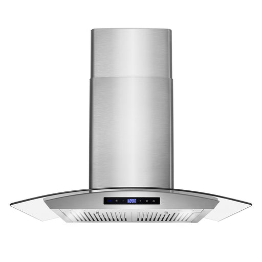 Cosmo 30 Inch Ducted Wall Mount Stainless Steel Range Hood with Touch Controls, LED Lighting and Permanent Filters - COS-668WRCS75 Front