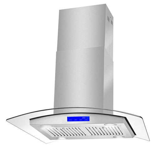 Cosmo 30 Inch Ductless Island Stainless Steel Range Hood with LED Lighting and Carbon Filter Kit for Recirculating - COS-668ICS750-DL Side