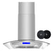 Cosmo 30 Inch Ductless Island Stainless Steel Range Hood with LED Lighting and Carbon Filter Kit for Recirculating - COS-668ICS750-DL Front