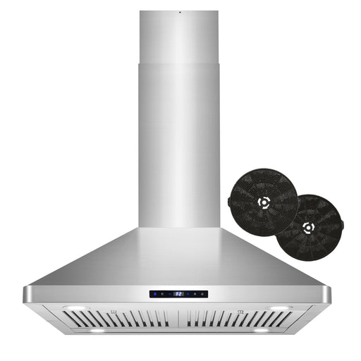 Cosmo 30 Inch Ductless Island Stainless Steel Range Hood with Soft Touch Controls, LED Lights and Permanent Filters - COS-63ISS75-DL Front