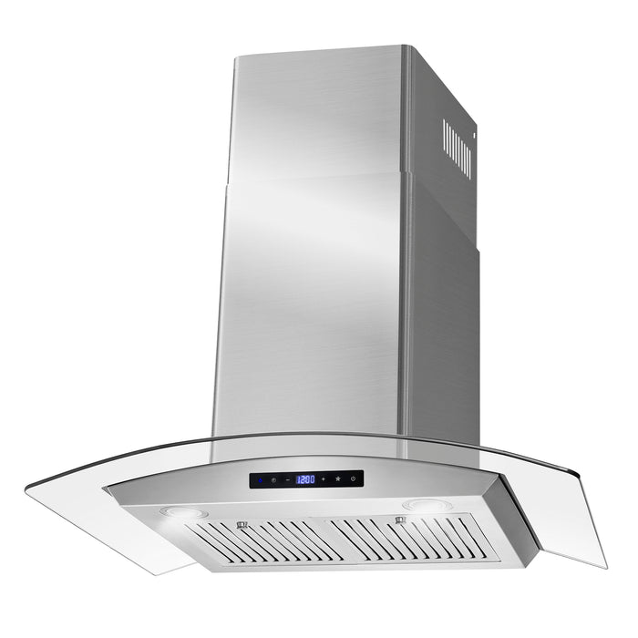 Cosmo 30 Inch Ductless Wall Mount Stainless Steel Range Hood with LED Lighting and Carbon Filter Kit for Recirculating - COS-668AS750-DL Side