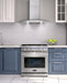 Cosmo 30 Inch Ductless Wall Mount Stainless Steel Range Hood with Push Button Controls, LED Lighting and Carbon Filter Kit for Recirculating - COS-668WRC75-DL Attached