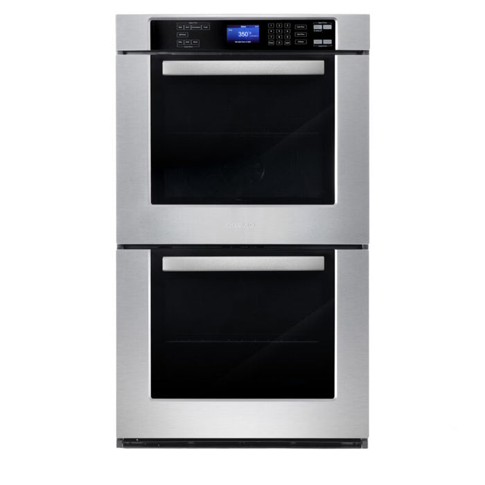 Cosmo 30 Inch Electric Stainless Steel Double Wall Oven with 5 Cu. Ft. Capacity, Turbo True European Convection, 7 Cooking Modes and Self-Cleaning Front