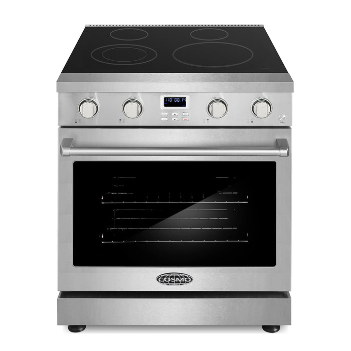 Cosmo 30 Inch Haven Collection 4.8 Cu. Ft. Electric Stainless Steel Range with 4 Burner Glass Cooktop and Convection Oven - COS-ERC304KBD Main