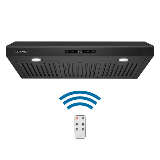 Cosmo 30 Inch Haven Collection 500 CFM Ducted Under Cabinet Matte Black Range Hood with Touch Controls and LED Lights - COS-KS6U30-BK Main